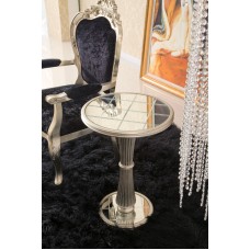 Приставной столик FLORENCE отделка сусальное серебро, покрытое лаком шампань, зеркало