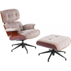 Кресло+пуф Eames Chair light grey checkerboard