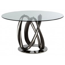 Стол обеденный Infinity - Canaletta Walnut\Tempered Transparent Glass\Chromed Metal / 170187