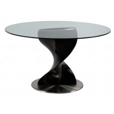 Стол обеденный Elika - Glossy Laquered Black\Tempered Transparent Glass / 170202